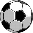 Black and white soccer ball ball patterned, round youth room rug.