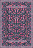 Royal Garden rug adorned with vibrant pink floral patterns, spring-themed, combining modern and classic styles.